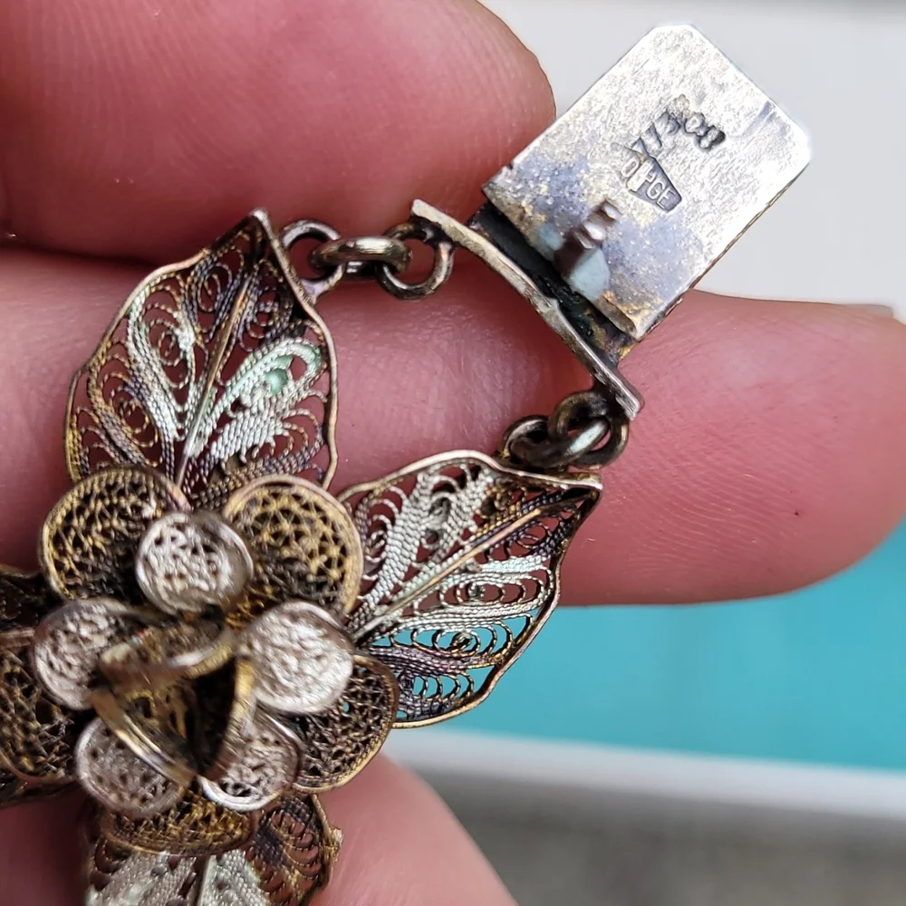 MCM Filigree linked floral rosette bracelet Spritzer & Fuhrmann - Picture 16 of 16